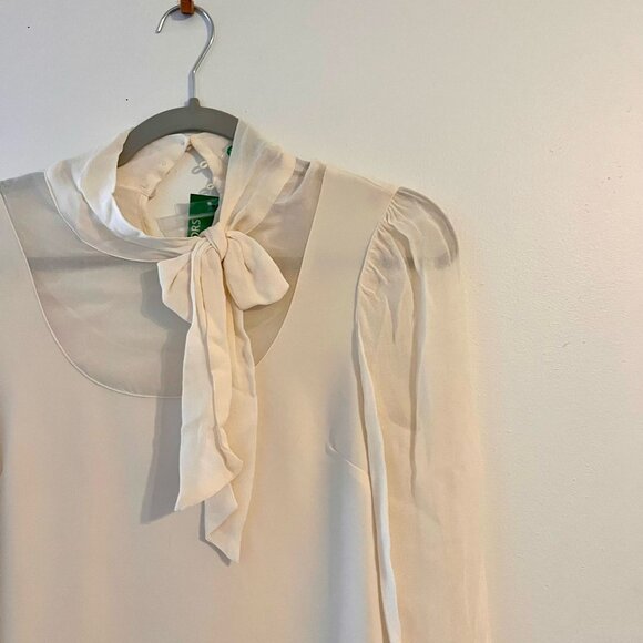 NWT United Colors of Benetton Cream Crepe Dress Sz XS - Picture 5 of 7